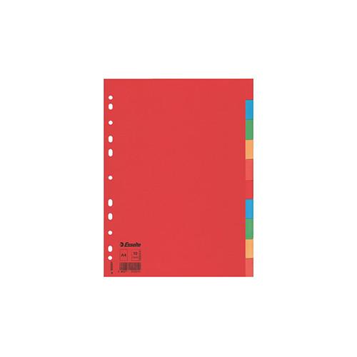 Photo de Intercalaires en carton 160 gr A4 - 10 onglets - Esselte