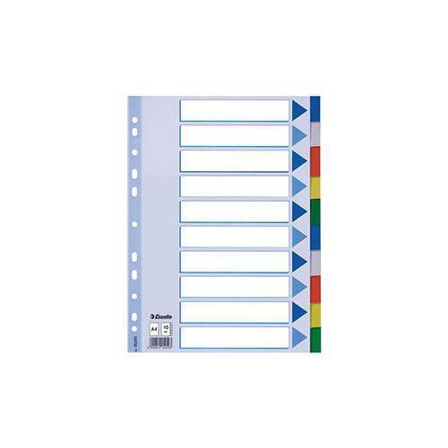 Photo de Intercalaires PVC - 10 onglets - A4 - Multicolore - Esselte