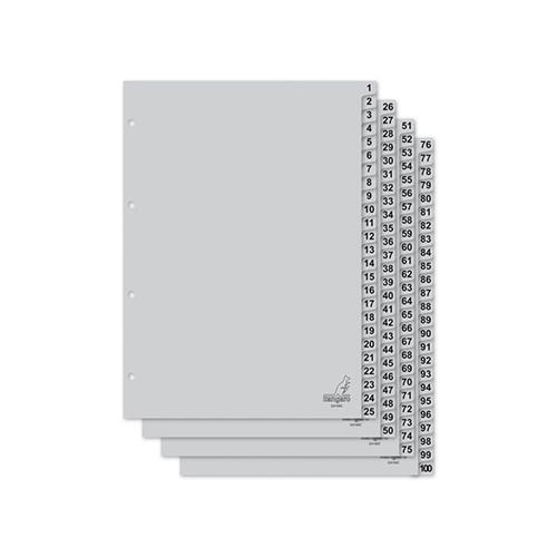 Photo de Intercalaires en polypropylène gris - 1 à 100 - Gris - Kangaro