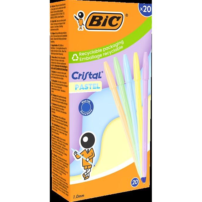 Photo de Stylo-bille Bic Cristal corps pastel écriture bleue