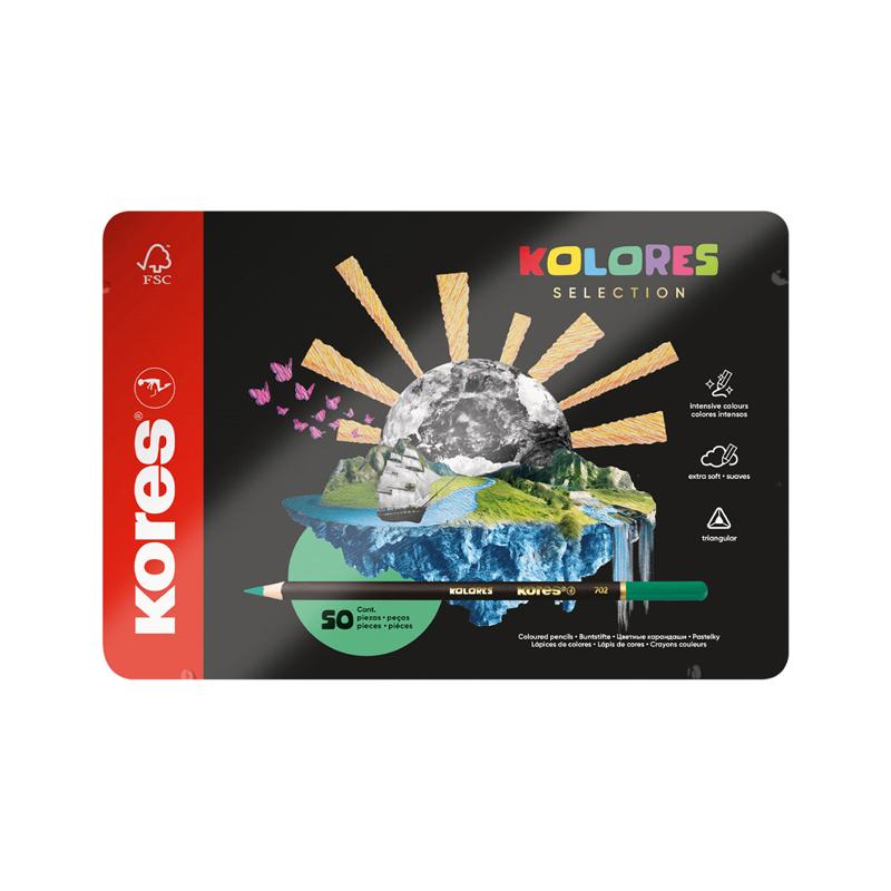 Photo de Crayons couleur colores - 50 couleurs - Boite métallique 