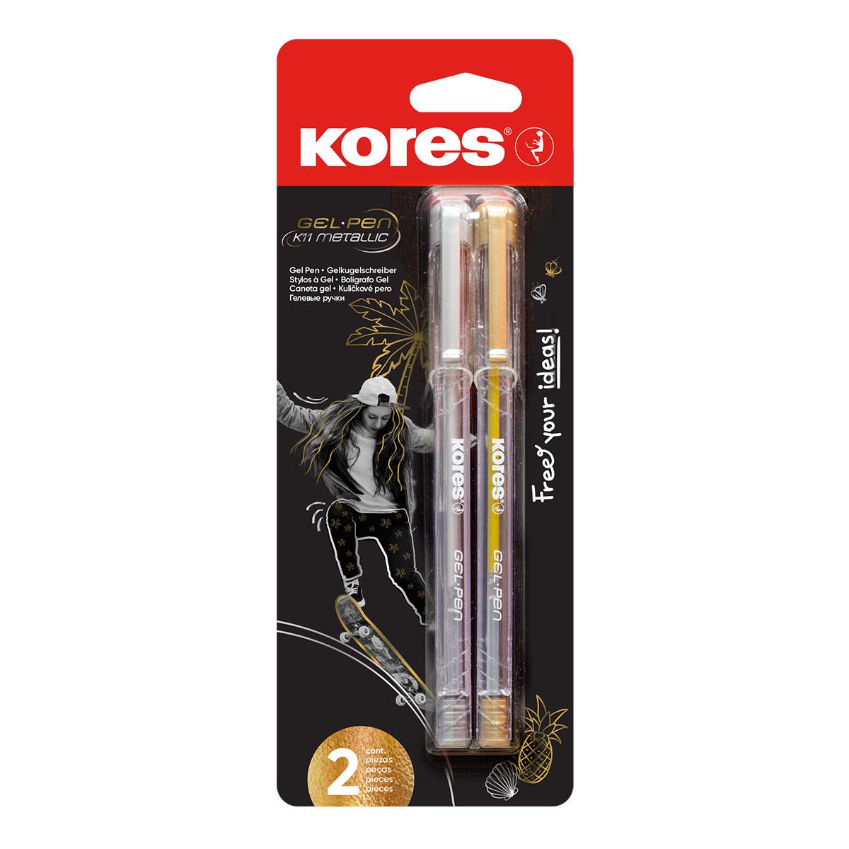 Photo de Set de 2 rollers gel Stylo Metallic or/argent K11 - KP37941