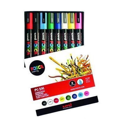 Photo de Marqueur permanent - 2.5 mm - pochette de 8 - Multicolore - Uni-Ball