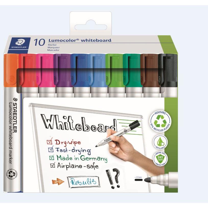 Photo de Set 10 Marqueurs STAEDTLER 351 (Tabl.blanc)- Ass.-351C10