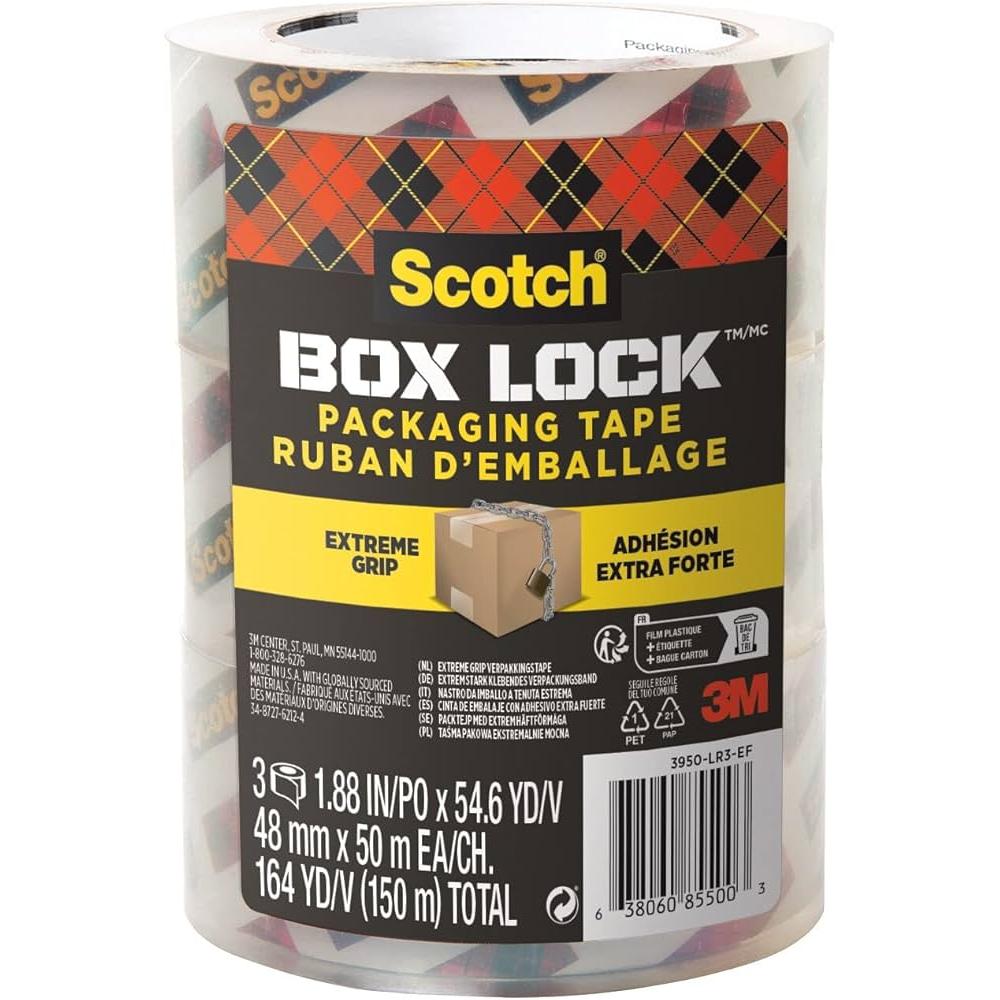 Photo de Scotch Box Lock tour 3 rubans 'emballage 48x50mm 3950-LR3-EF