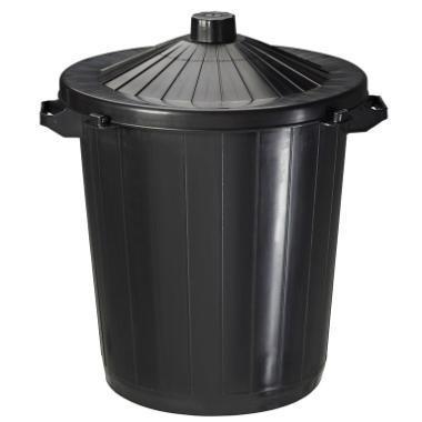 Photo de Poubelle de rue avec couvercle - 80 litres noir 