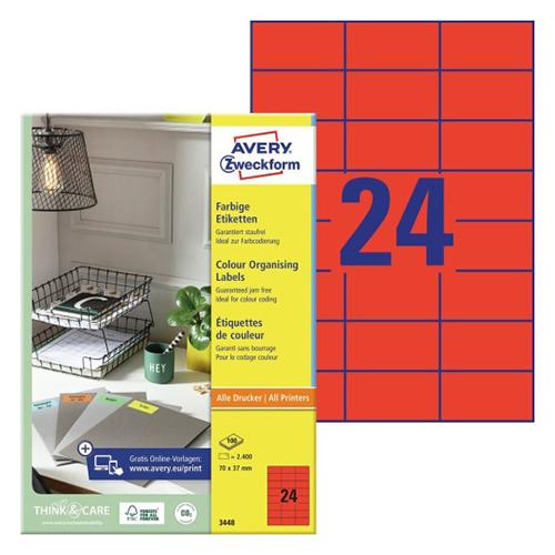 Photo de Etiquette 70x37mm - rouge - Zweckform 3448 - Rouge - Zweckform