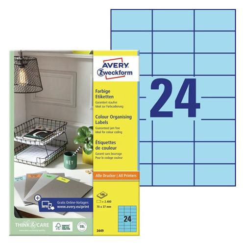 Photo de Etiquette 70x37mm - bleue - Zweckform 3449 - Bleu - Zweckform