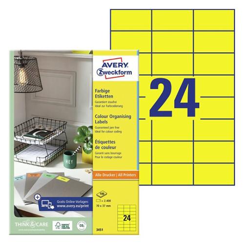 Photo de Etiquette 70x37mm - jaune fluo - Zweckform 3451 - Jaune - Zweckform