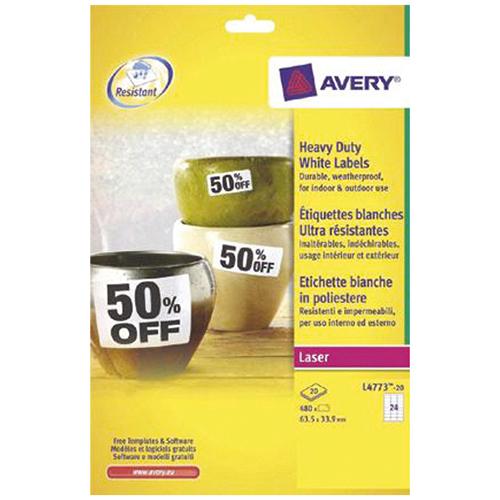 Photo de Etiquettes inaltérables polyester - 63,5x33,9mm - Avery