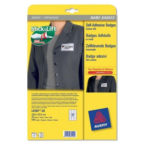 Photo de Etiquettes textiles - 63.5x29.6 m - code L4784 - Blanc - Avery