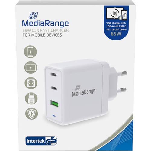Photo de Adaptateur secteur USB-A / 2x USB-C - Blanc - MediaRange