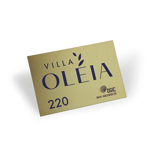 Photo de Plaque signalisation gravée laiton 300x200mm + carte - Orange