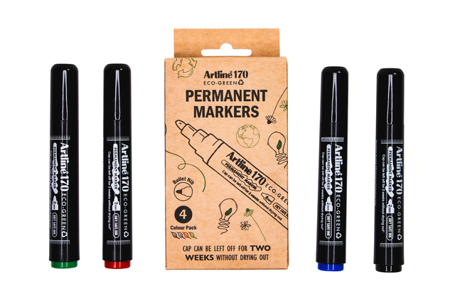 Photo de Etui de 4 marqueurs permanent Artline  170 EcoGreen -0647400