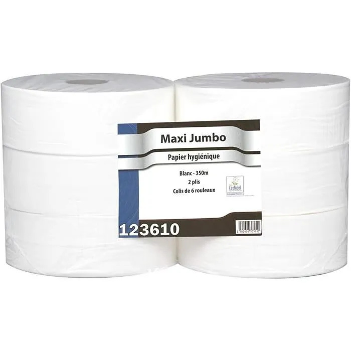 Photo de Papier Toilette Jumbo 2 plis-350M - 6 rouleaux - Blanc