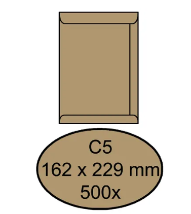 Photo de Enveloppe Quantore C5 162x229mm Kraft Brun 500pcs